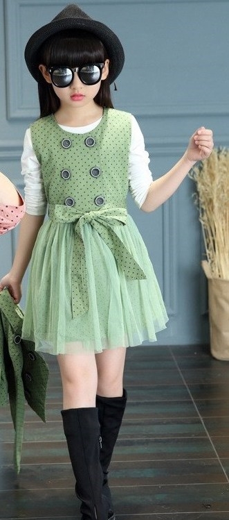 Girls-Trench-Coats-and-Dress-Pin-Dots-Clothing-Sets-2017-Teenage-Girls-Clothing-Back-to-School